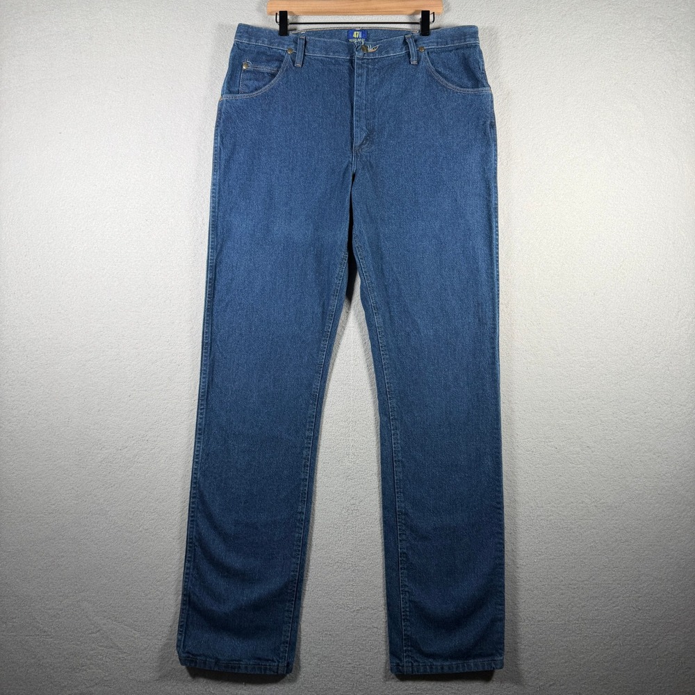 Wrangler 47MWZ Regular Fit Cowboy Cut Jeans Blue 38x36 Mens Straight Leg Denim